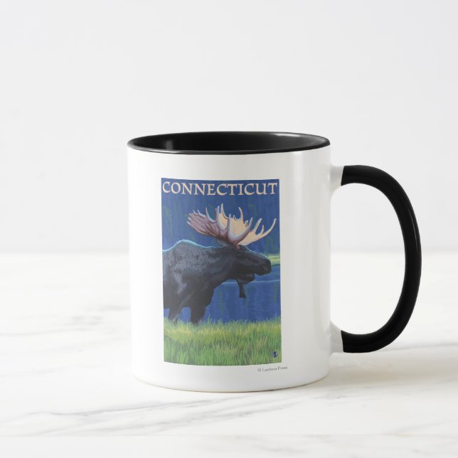 Taza ConnecticutMoose a la luz de la luna (Derecha)