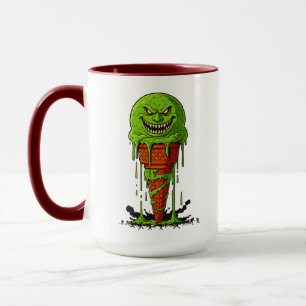 Taza Cono de helado verde monstruo espantoso que gotea