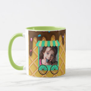 Taza Cono de waffle de helado con foto personalizada