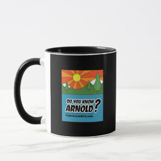 Taza ¿Conoces A Arnold? VisitaArnoldCA negro&blanco