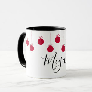Taza conocida blanca roja de los ornamentos de las