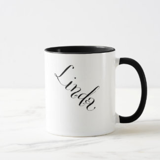 Taza conocida de Linda en blanco y negro