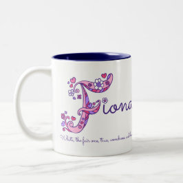 Taza conocida del monograma de la flor F del