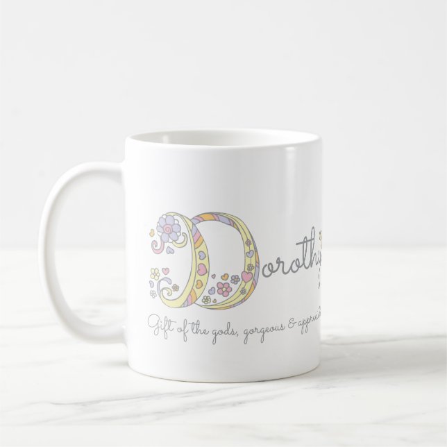 Taza conocida del monograma del significado de la (Izquierda)