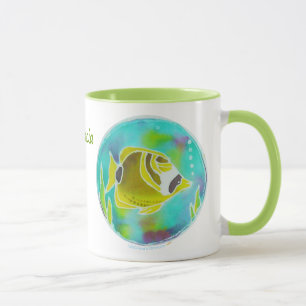 Taza conocida personalizada batik de los pescados