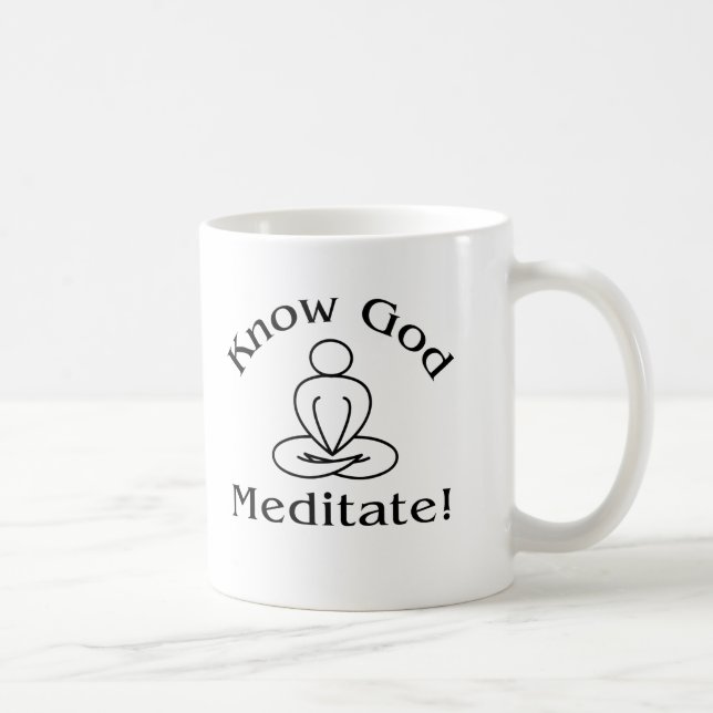 Taza - conozca a dios, meditate (Derecha)