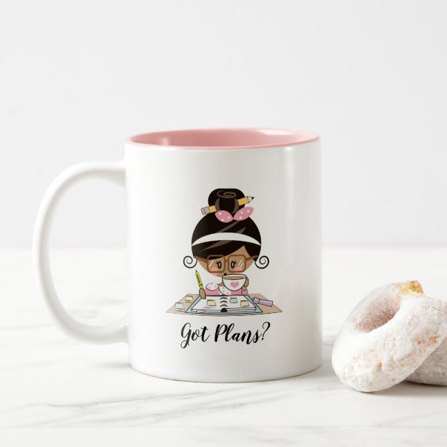 Taza conseguida del chica del planificador de los (Con donut)