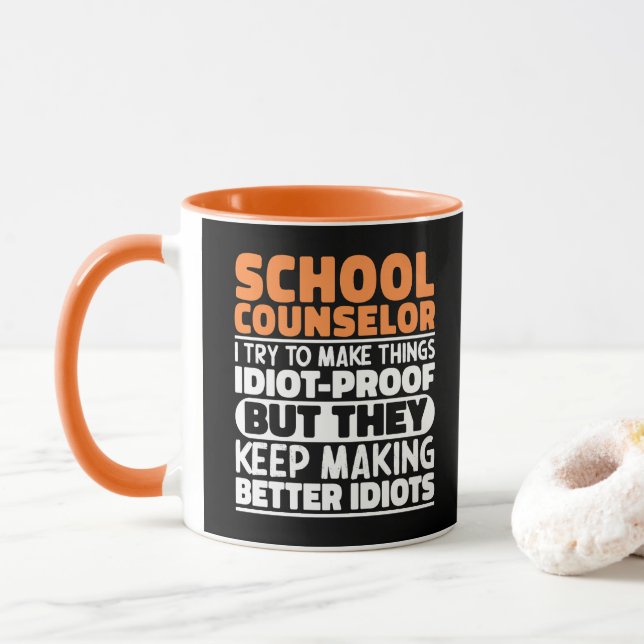 Taza Consejero Escolar Trato De Hacer Las Cosas Diverti (Con donut)