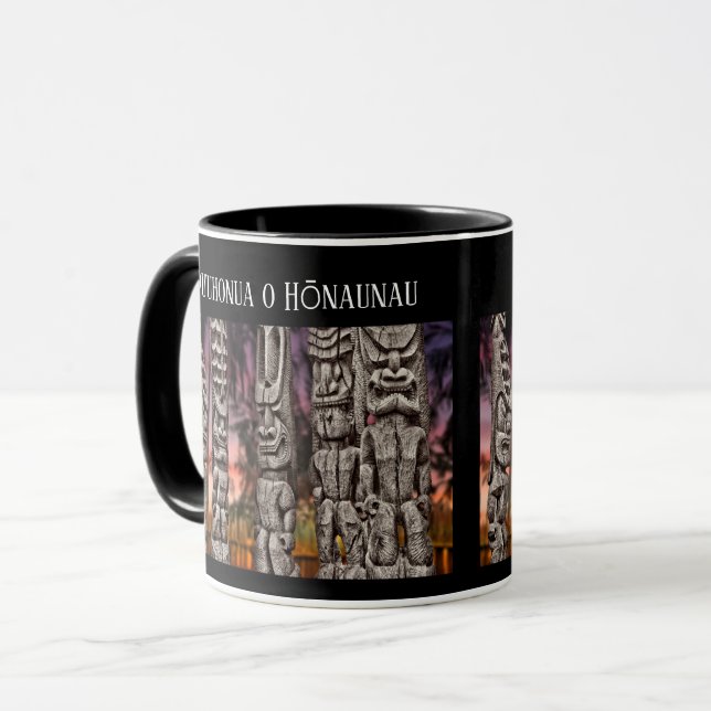 Taza Consejo Tiki, Isla Grande, Hawaii, Mug Negro (Anverso izquierdo)