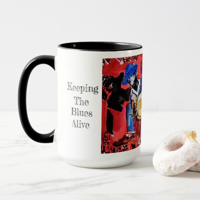 Taza Consigue tu gusto de mantener vivos los Blues (Con donut)