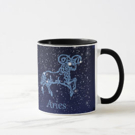 Taza Constelación de Aries y Rótulo Zodiaco con estrell
