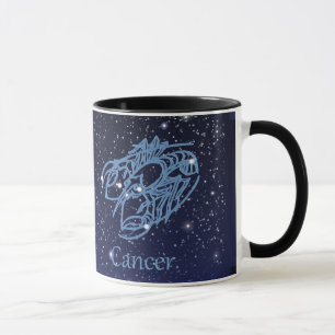 Taza Constelación de cáncer y Rótulo zodiaco con est