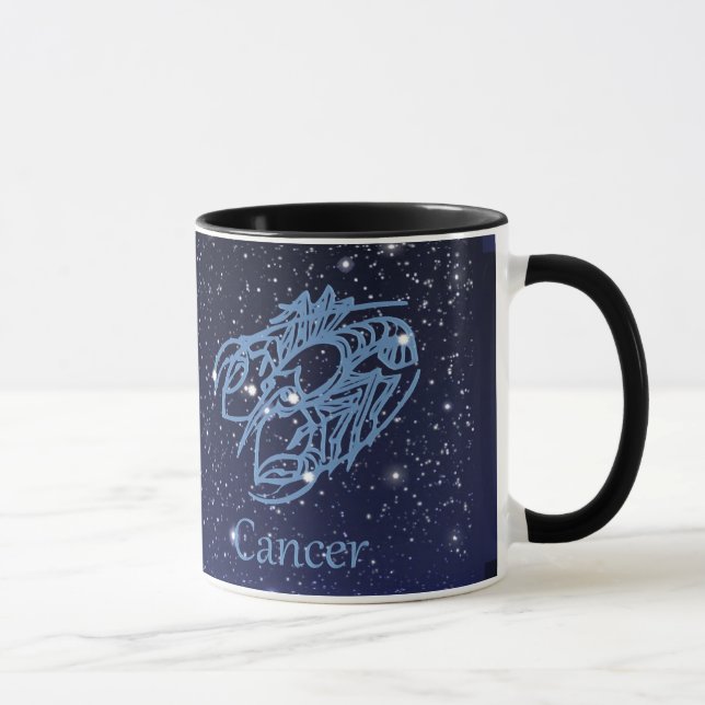 Taza Constelación de cáncer y Rótulo zodiaco con estrel (Derecha)