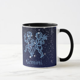 Taza Constelación de Gemini y Rótulo Zodiaco con estrel