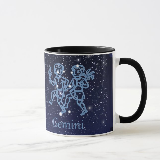 Taza Constelación de Gemini y Rótulo Zodiaco con estrel (Derecha)