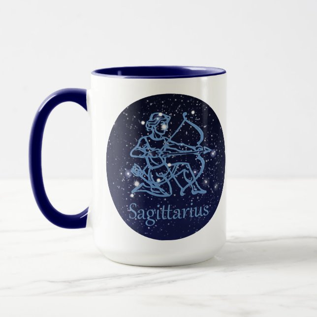 Taza Constelación de Sagittarius y Rótulo de Zodiac con (Izquierda)