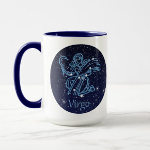 Taza Constelación de Virgo y Rótulo Zodiaco con estrell