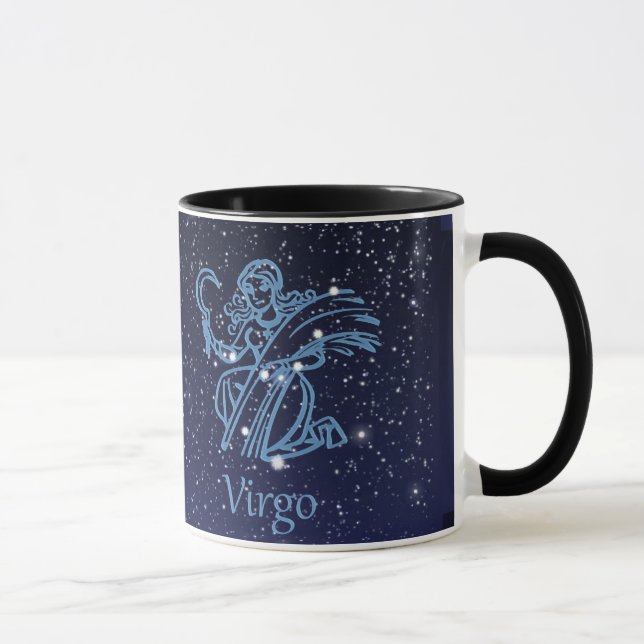 Taza Constelación de Virgo y Rótulo Zodiaco con estrell (Derecha)