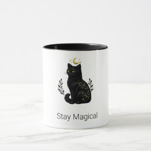 Taza Constelación Mística de Gato Negro Celestial