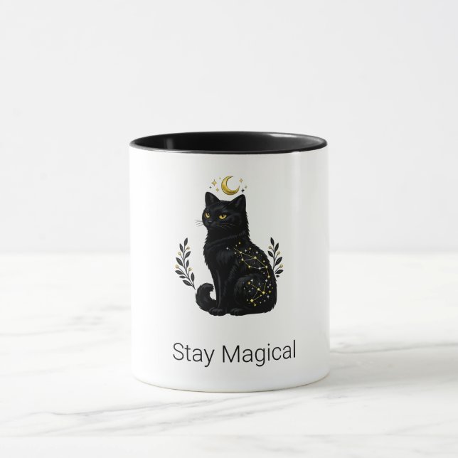 Taza Constelación Mística de Gato Negro Celestial (Centro)