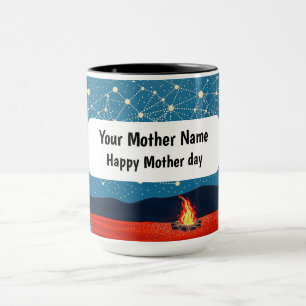 Taza Constelación nocturna indígena junto a una fogata 