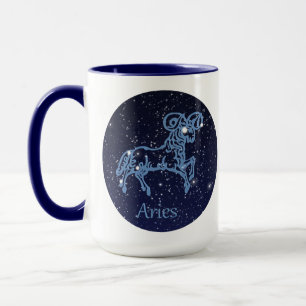 Taza Constelación y signo zodiacal de Aries con estrell