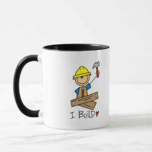 Taza Construyo Camisetas de carpintero con figuras de p