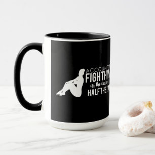 Taza Contable blanco negro que lucha apagado a las