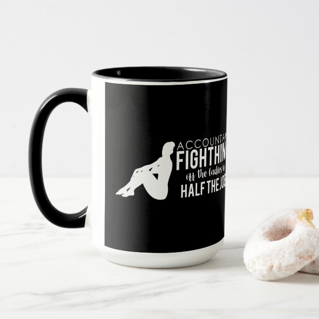 Taza Contable blanco negro que lucha apagado a las (Con donut)