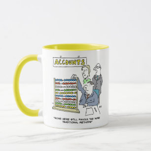 Taza Contador usando un ábaco. Contador