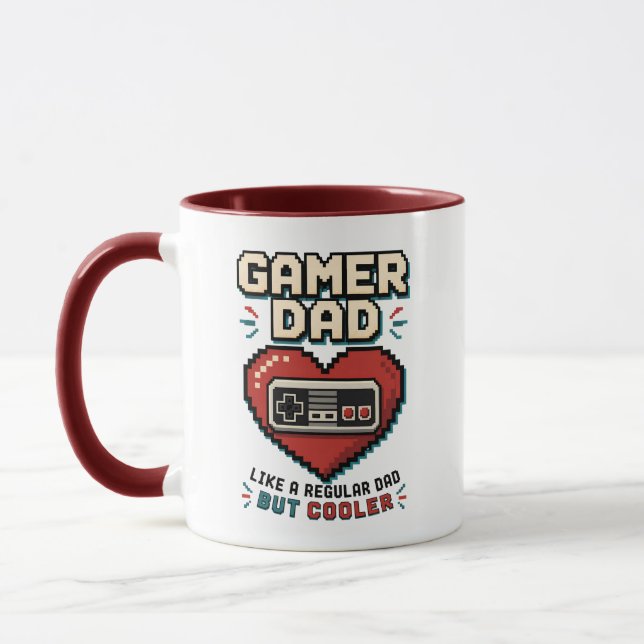 Taza Control Retro Pixel Heart Gamer Papá (Izquierda)