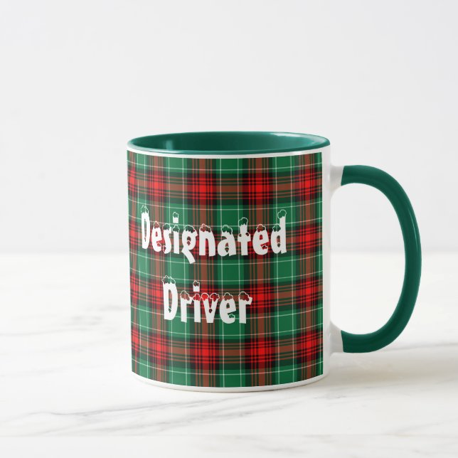 Taza Controlador designado Red Green Plaid Coffee Mug (Derecha)