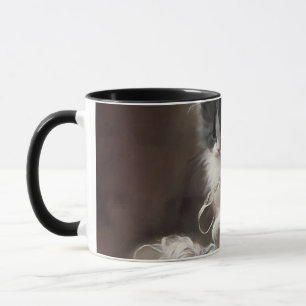 Taza Contundente negro y blanco gatito