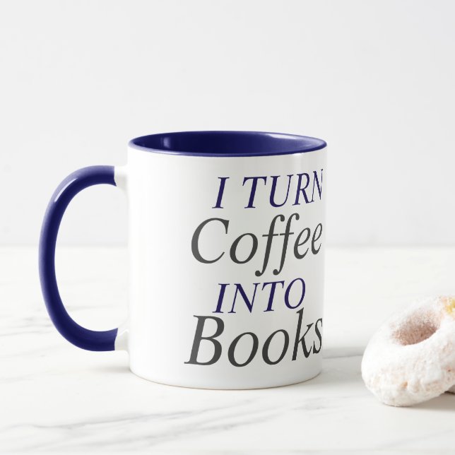 Taza Convierto café en libros (Con donut)