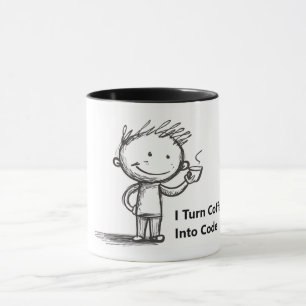Taza Convierto El Café En Código. Curiosa para el chico