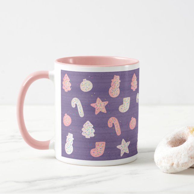 Taza Cookies de Navidades púrpura de ciruela azucarera (Con donut)