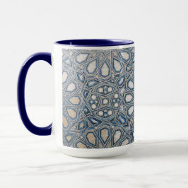 Taza Cool Azure & White Ceramic Tile Geometric Pattern