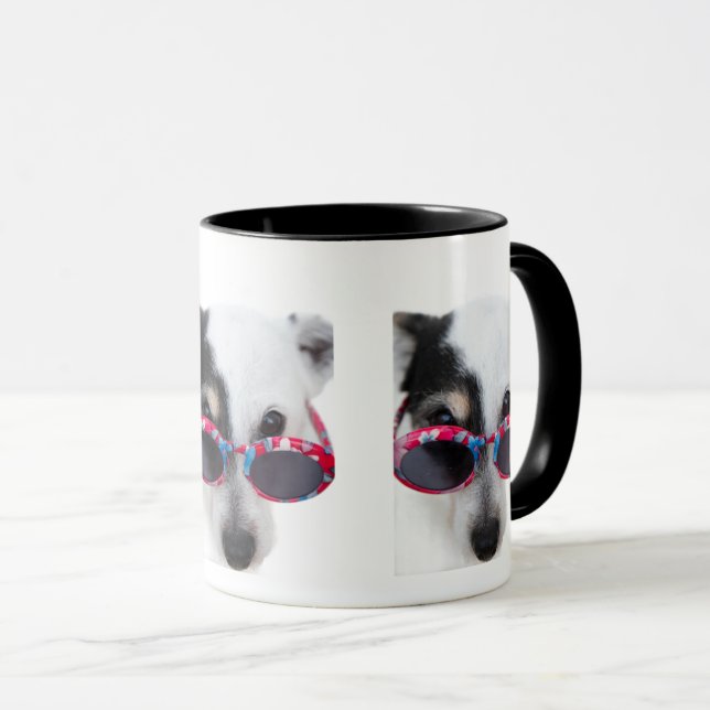 Taza Cool Cartoon Dog with Glasses (Anverso derecho)