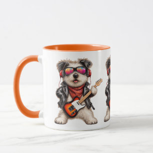 Taza Cool Jack Russell Guitarrista de Rock Perro Rock a