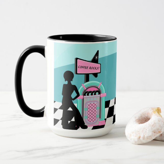 Taza Cool retro juke box customizable (Con donut)