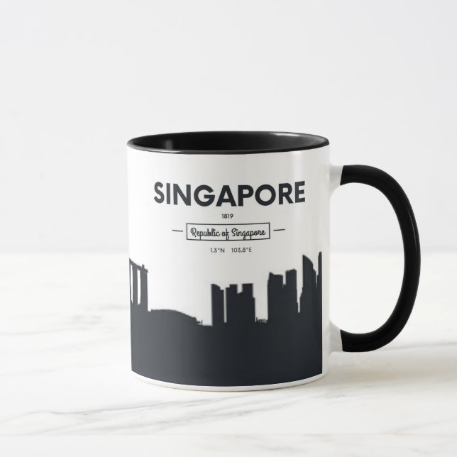Taza Coordenadas de la ciudad de Singapur, China el | (Derecha)