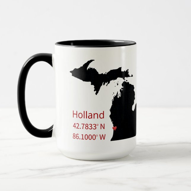 Taza Coordenadas GPS de Holland Michigan (Izquierda)