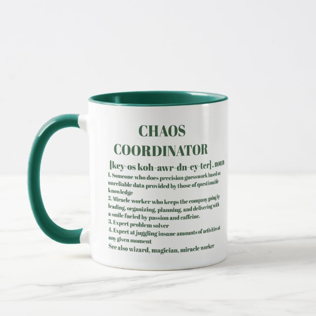 Taza Coordinador del caos Definición Oficina de fotogra (Izquierda)