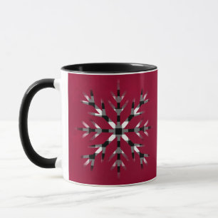 Taza Copo de nieve minimalista blanco negro