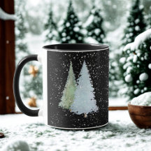 Copo de Nieve Negro Árbol de Navidad Acuarela de I