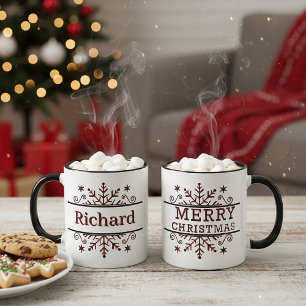 Taza Copo de nieve personalizado de Feliz Navidad