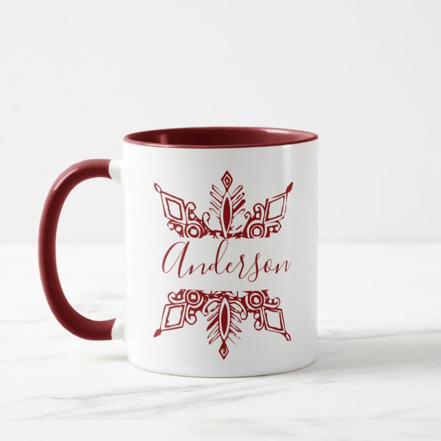 Taza Copo de nieve personalizado rojo (Izquierda)