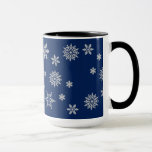 Taza Copos de nieve azules y plata<br><div class="desc">Mugre de nieve azul y plata</div>