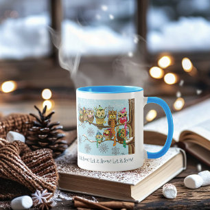 Taza Copos de nieve de invierno de lechuzas de nieve