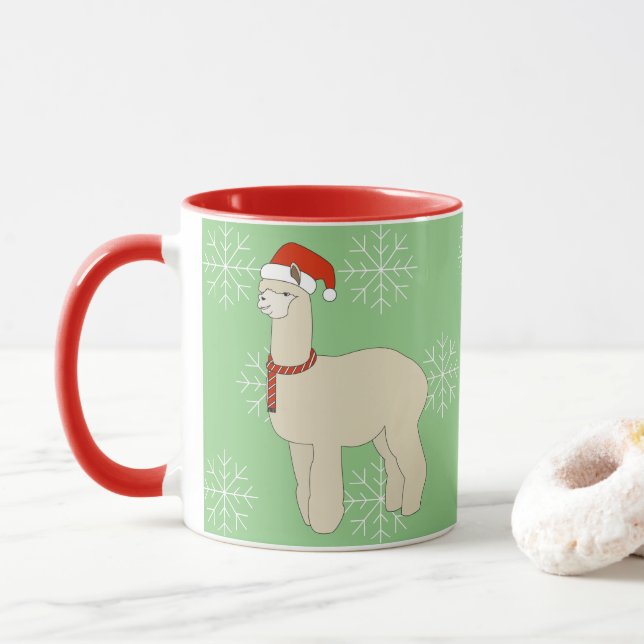 Taza copos de nieve de llama ilusima en Navidad (Con donut)